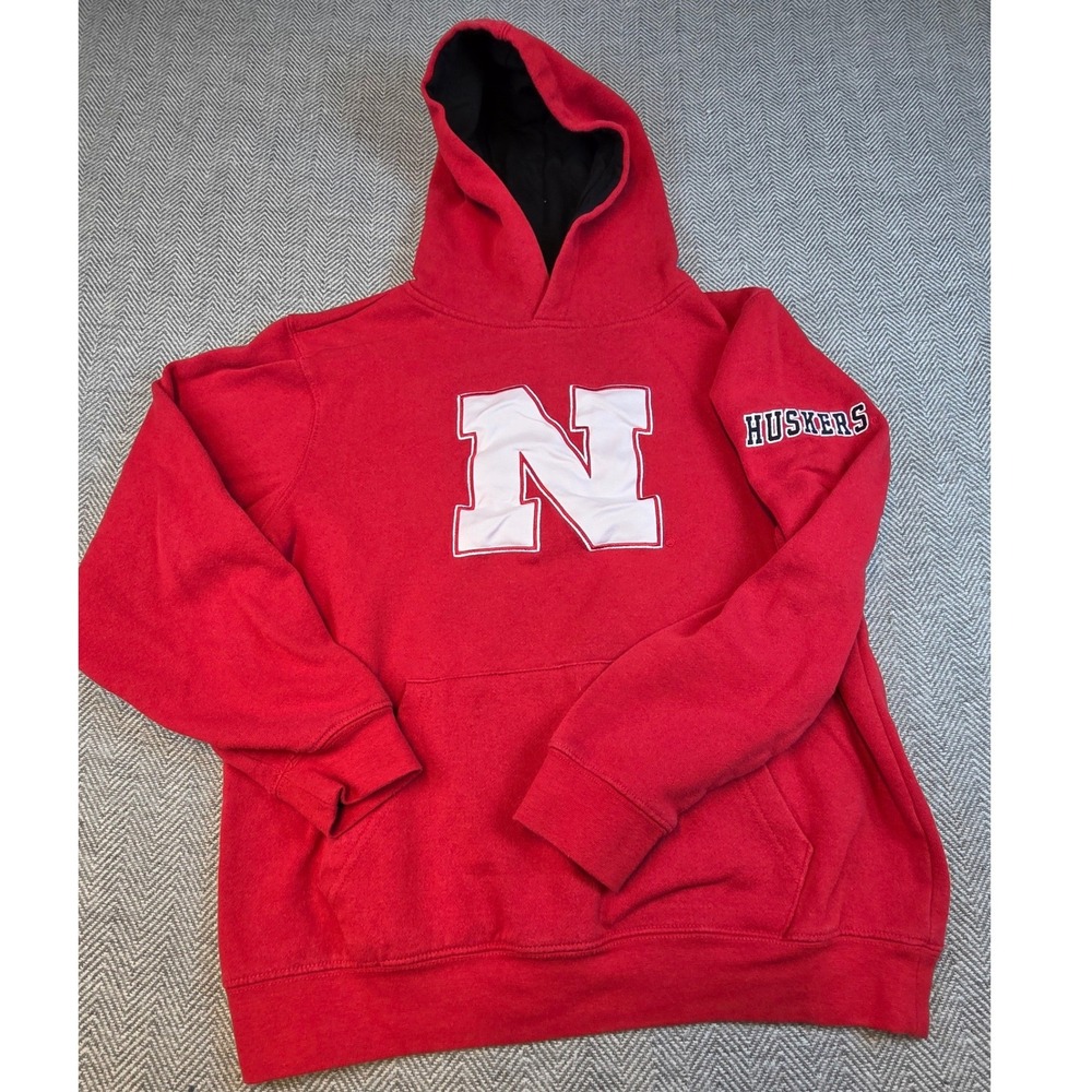 Colosseum Youth Nebraska Huskers Red Hoodie Sweatshirt Large 16-18 NCAA Football